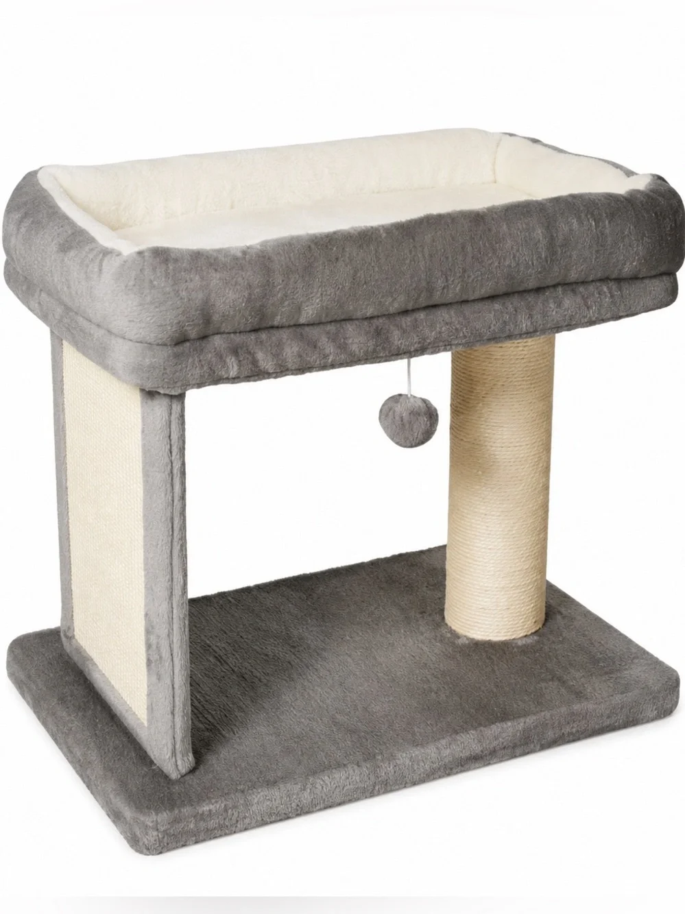 NWT Frisco 21” Cat Tree Plush Gray and Cream Cat Perch with Scratching Post